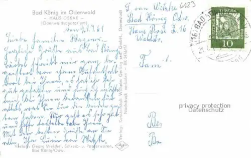 AK / Ansichtskarte Bad Koenig Odenwald Hessen Haus Oskar Odenwaldsanatorium