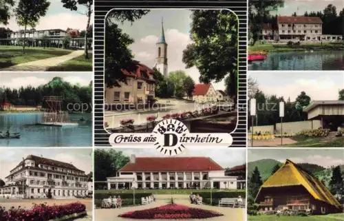 AK / Ansichtskarte Bad Duerrheim BW Kurhaus Kirche Badesee Park Schwarzwaldhaus