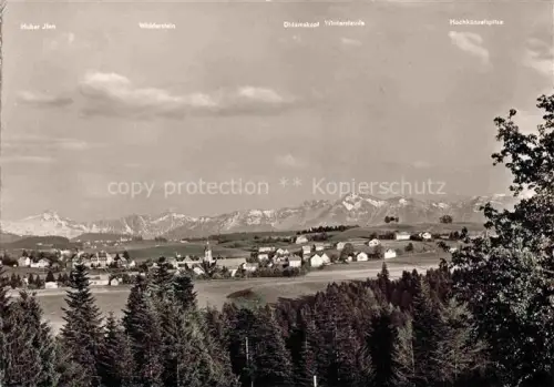 AK / Ansichtskarte Scheidegg Allgaeu Bayern Panorama mit Allgaeuer Bergen