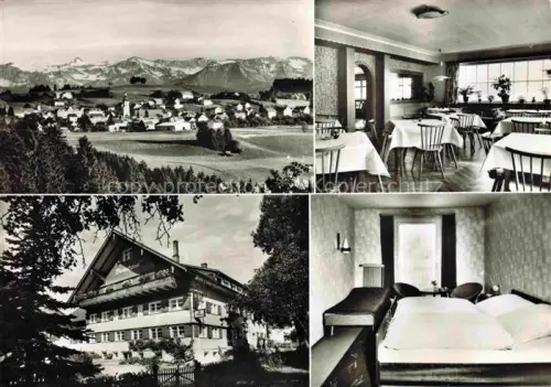 AK / Ansichtskarte Scheidegg Allgaeu Bayern Gasthof Braeuhaus Gaststube Zimmer Panorama