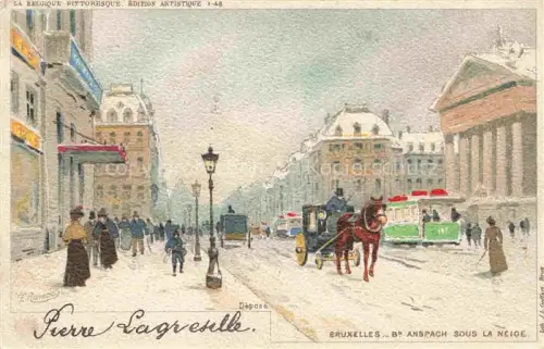 AK / Ansichtskarte BRUXELLES Bruessel Brussels Boulevard Anspach sous la neige Kuenstlerkarte