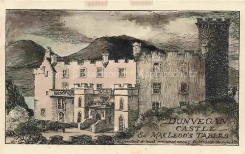 AK / Ansichtskarte Dunvegan Isle of Skye Hebrids Scotland UK Castle and Mac Leod's Tables Kuenstlerkarte