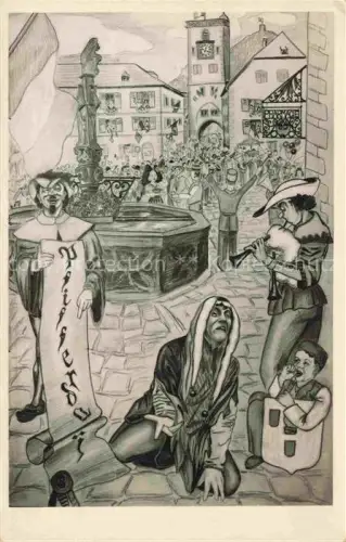 AK / Ansichtskarte Ribeauville Rappoltsweiler 68 Haut Rhin Fête des Ménétriers Pfifferdaj Kuenstlerkarte