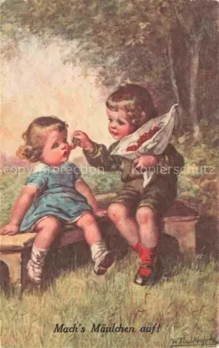 AK / Ansichtskarte FIALKOWSKA Wally Kuenstlerkarte Kinder Child Litho Fruechte Beeren