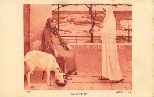 AK / Ansichtskarte GIEss Alfred Kuenstlerkarte La Visitation Frauen Ziege 