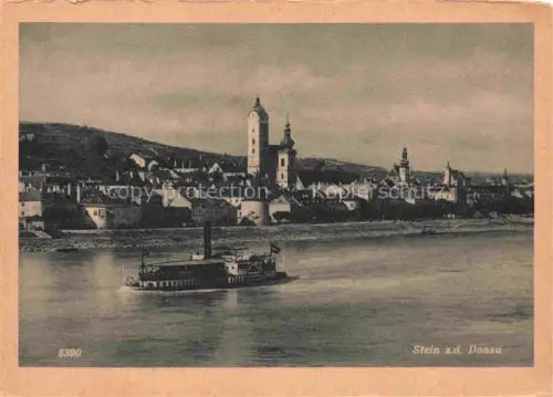 AK / Ansichtskarte Stein Donau Krems Niederoesterreich AT Donaupartie Dampfer Kirche