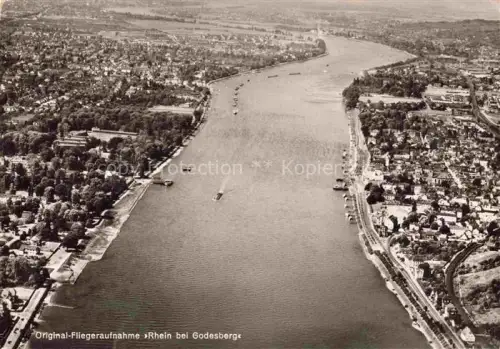AK / Ansichtskarte BAD GODESBERG Bonn Fliegeraufnahme Rheinblick mit Mehlem und Koenigswinter 