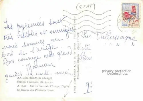 AK / Ansichtskarte Ax-les-Hermes Ax-les-Thermes FOIX 09 Ariege Station Thermale Sur les bords de l'Ariege l'eglise St Jerome des Penitents Bleus