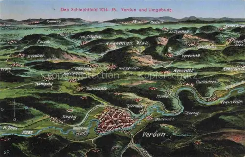 AK / Ansichtskarte VERDUN  55 Meuse und Umgebung Schlachtfeld 1. Weltkrieg 1914-15 aus der Vogelperspektive