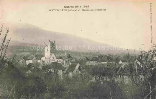 AK / Ansichtskarte Wattwiller Wattweiler THANN 68 Haut-Rhin Teilansicht mit Kirche Blick gegen Hartmannswillerkopf Ruines Grande Guerre Truemmer 1. Weltkrieg