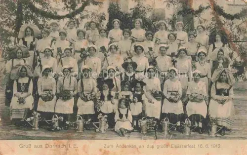 AK / Ansichtskarte Dornach  Mulhouse 68 Haut-Rhin Gruppenbild zum Andenken an das grosse Elsaesserfest 16.06.1912