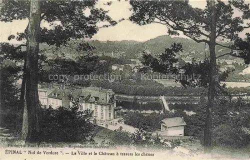 AK / Ansichtskarte Epinal 88 Vosges Nid de Verdure La ville et le château à travers les chênes