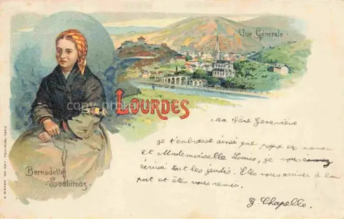 AK / Ansichtskarte LOURDES 65 Vue générale Bernadette Soubirous Kuenstlerkarte