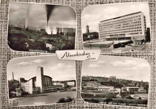 AK / Ansichtskarte NEUNKIRCHEN  Saarland Abendstimmung Rathaus Stadtbad Panorama Blick von der Scheib