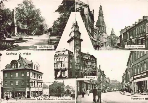 AK / Ansichtskarte Voelklingen Saarbruecken Saarland Schillerpark Denkmal Rathausstrasse Kaufhaus O. Weber Rathaus Poststrasse
