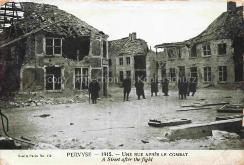 AK / Ansichtskarte Pervyse Pervijze West-Vlaanderen Belgie Une rue après le combat Ruines Grande Guerre Truemmer 1. Weltkrieg