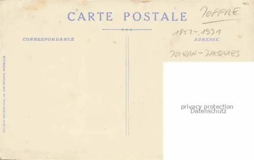 AK / Ansichtskarte JOFFRE General (1852-1931) Militaria France Les Allies Joseph Jacques Cesaire
