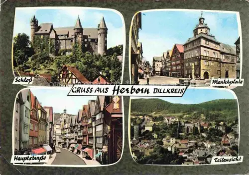 AK / Ansichtskarte Herborn Hessen Schloss Marktplatz Hauptstrasse Panorama