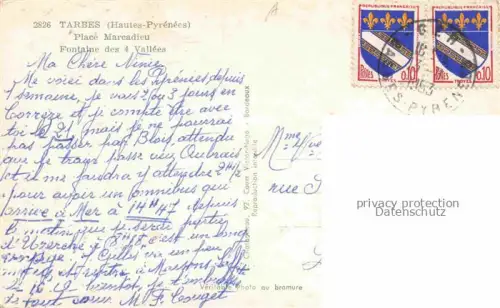 AK / Ansichtskarte TARBES 65 Hautes-Pyrenees Place Marcadieu Fontaine des 4 Vallees