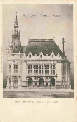 AK / Ansichtskarte SENS 89 Yonne Hotel de Ville facade sur la place Drapes