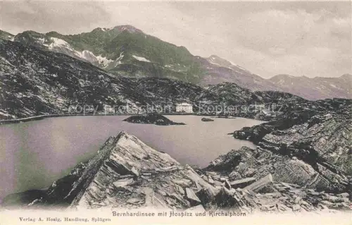 AK / Ansichtskarte Bernhardinsee Grand-St-Bernard VS mit Hospiz und Kirchalphorn