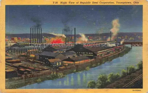 AK / Ansichtskarte Youngstown Ohio USA Night view of Republic Steel Corporation Illustration