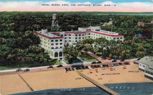 AK / Ansichtskarte Biloxi Mississippi USA Aerial view of Hotel Buena Vista and cottages