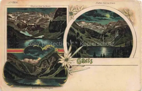 AK / Ansichtskarte Seewegthal Seewigtal Groebming Steiermark AT Panorama Oberer See Huettensee bei Haus Bodensee Alpenpanorama im Mondschein