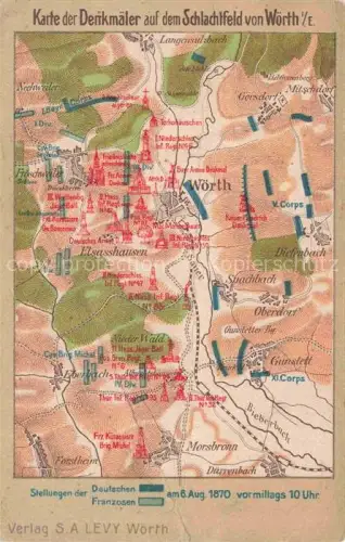 AK / Ansichtskarte Woerth  Sauer Froeschweiler Foeschwiller 67  Bas-Rhin Karte der Denkmaeler auf dem Schlachtfeld 1870