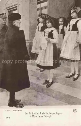 AK / Ansichtskarte MONTREUX  VD Visit du Président de la République des filles en costumes