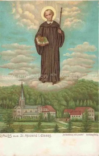 AK / Ansichtskarte St-Morand Saint-Morand Rammersmatt Thann 68 Haut-Rhin Kloster Kirche Heiligenfigur Kuenstlerkarte