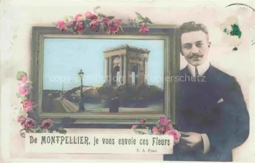 AK / Ansichtskarte MONTPELLIER 34 Je vous envoie des fleurs Triumphbogen Bilderrahmen