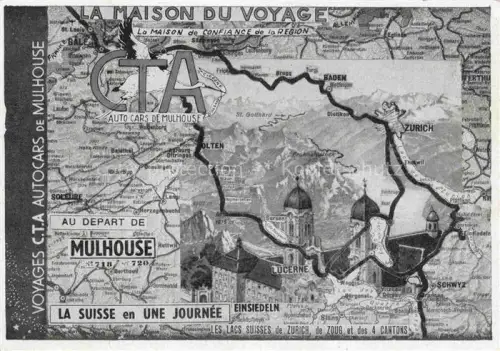 AK / Ansichtskarte MULHOUSE Muehlhausen 68 Alsace Voyages C.T.A. Autocars de Mulhouse Landkarte