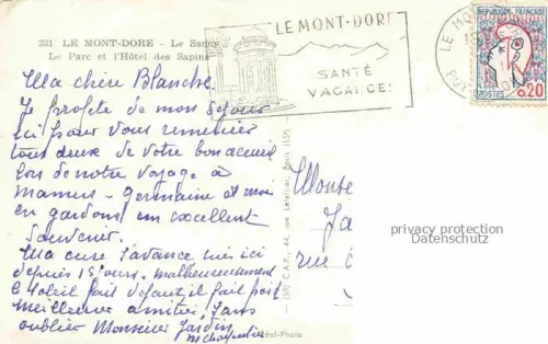 AK / Ansichtskarte Le Mont -Dore 63 Puy-de-Dome Le Parc et l'Hotel des Saphins