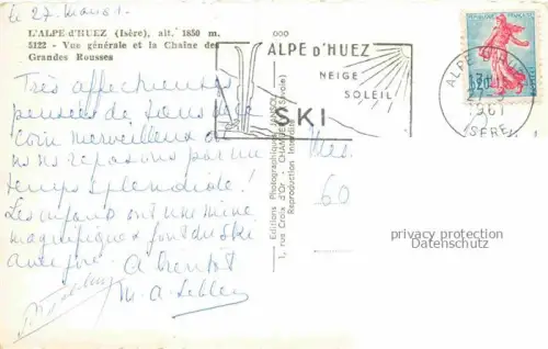 AK / Ansichtskarte Alpe d Huez GRENOBLE 38 Isere Vue generale aerienne et la Chaine des Grandes Rousses