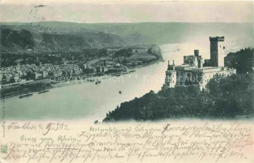AK / Ansichtskarte Stolzenfels Schloss Koblenz Rhein mit Rhein und Lahnstein