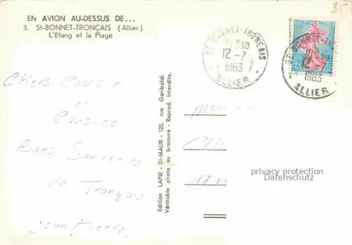 AK / Ansichtskarte St-Bonnet-Troncais Montlucon 03 Allier L'Etang et la Plage Vue aerienne