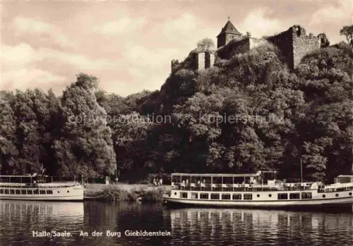 AK / Ansichtskarte HALLE  SAALE An der Burg Giebichenstein Fahrgastschiff