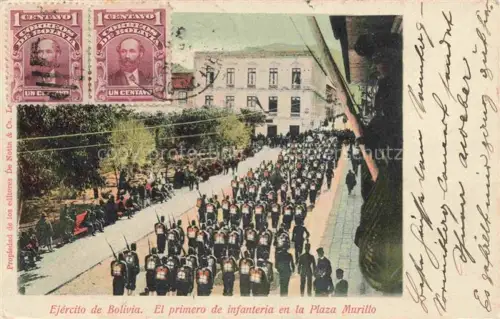 AK / Ansichtskarte LA PAZ Bolivia El primero de infanteria en la Plaza Murillo