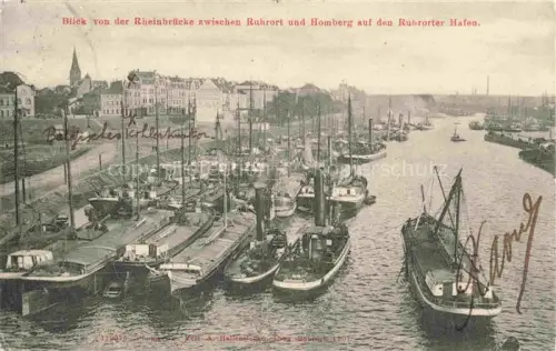 AK / Ansichtskarte DUISBURG  Ruhrort Blick von der Rheinbruecke zwischen Ruhrort und Homberg auf den Ruhrorter Hafen