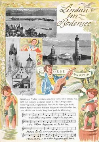 AK / Ansichtskarte LINDAU  Bodensee Bayern Panorama Diebsturm Altes Rathaus St Peterskirche Hafeneinfahrt