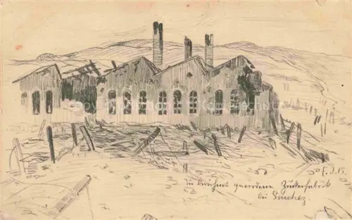 AK / Ansichtskarte Souchez ARRAS 62 Pas-de-Calais Die beruehmt gewordene Zuckerfabrik Kuenstlerkarte