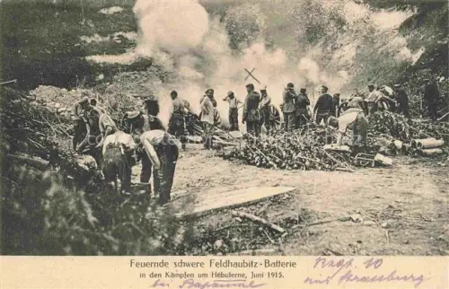 AK / Ansichtskarte Hebuterne Hebuternes ARRAS 62 Pas-de-Calais Feuernde schwere Feldhaubitz-Batterie in den Kaempfen Juni 1915 Feldpost