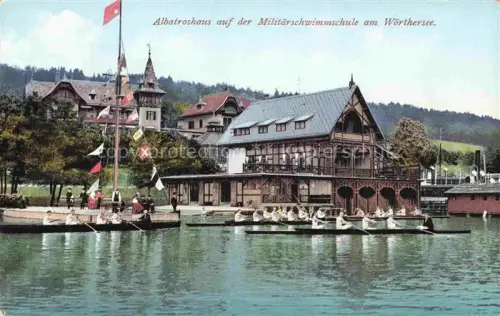 AK / Ansichtskarte KLAGENFURT Woerthersee Kaernten AT Albatroshaus auf der Militaerschwimmschule am Woerthersee