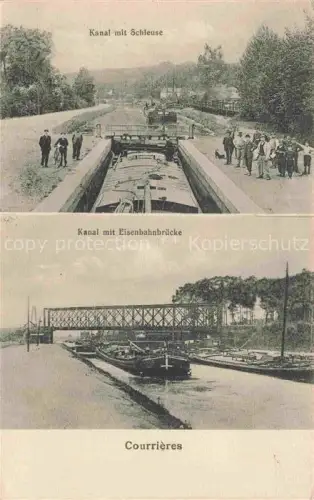 AK / Ansichtskarte Courrieres LENS 62 Pas-de-Calais Kanal mit Schleuse Eisenbahnbruecke Feldpost