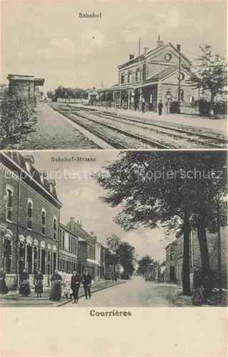 AK / Ansichtskarte Courrieres LENS 62 Pas-de-Calais Bahnhof Bahnhofstrasse Feldpost