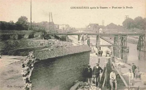 AK / Ansichtskarte Courrieres LENS 62 Pas-de-Calais Après la guerre Pont sur la Deule
