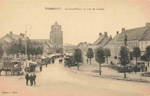 AK / Ansichtskarte Wormhout Wormhoudt 59 Nord La Grande Place un jour du marché