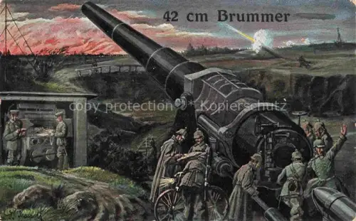 AK / Ansichtskarte Dicke Bertha Krupp Essen Panzer Tank Militaria Soldaten 