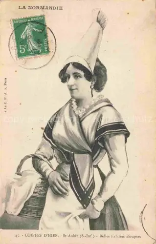 AK / Ansichtskarte St-Aubin-sur-Mer 76 Seine-Maritime Coiffes d'hier Kuenstlerkarte